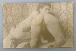 Rare Vintage Albumen - Nude Lesbians in Action - French Photograph c1870 - 1880 3