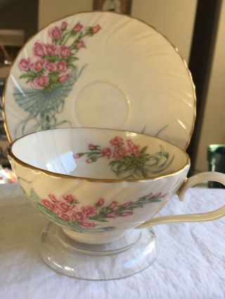Vintage Tea Cup And Saucer Lenox China Rose Bouquet (rare) 1987