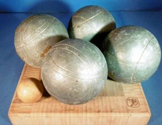 Vntg Rare Metal Petanque Set Boules Bocce Ball Lawn Bowling Victorian French