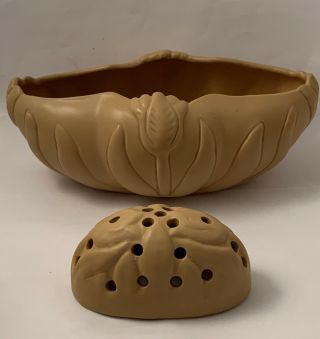 Antique Van Briggle Pottery.  Tan Centerpiece Planter / Frog.  Colorado Springs NR 2