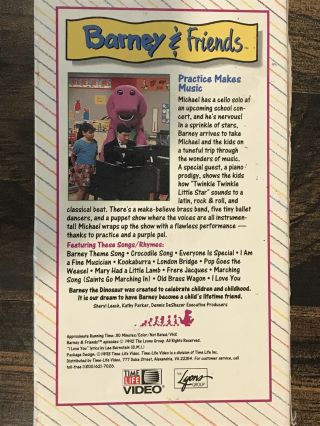 Barney & Friends: Practice Makes Music (VHS,  1992) Rare 2
