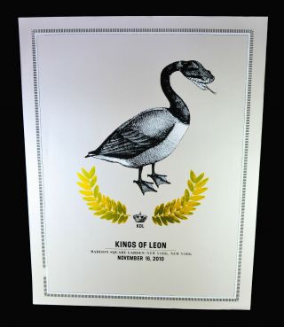 Rare 2010 Kings Of Leon Madison Square Garden Silkscreen Gig Poster,  Snakegoose