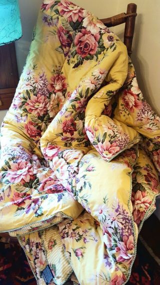 Rare Vintage Retired Ralph Lauren Queen/full Comforter Bedspread Yellow Floral