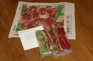 EHRMAN Red Orchid TAPESTRY NEEDLEPOINT KIT by Natalie Fisher VINTAGE RARE flower 2