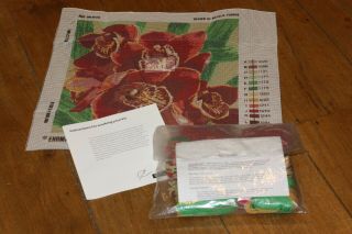 EHRMAN Red Orchid TAPESTRY NEEDLEPOINT KIT by Natalie Fisher VINTAGE RARE flower 3