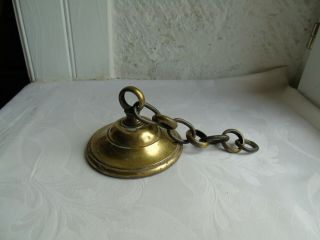French Vintage Brass Tole Ceiling Rose With Chain Part For Chandelier
