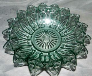 Vintage Federal Glass Petal 10 " Serving Bowl Green Depression Glass Rare