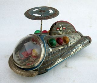 Vintage Old Rare Battery Operate USAF Gemini X - 5 Space Ship Litho Tin Toy Japan 2