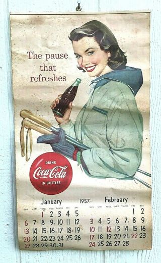 Rare Vintage 1950 ' s Coca Cola Coke Wall Calendar 22 