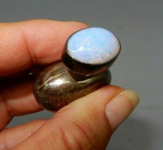 Sterling Silver Miniature Perfume Bottle With Opal Gemstone Top