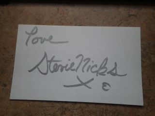 Stevie Nicks - Signed 3 X 5 Card Rare