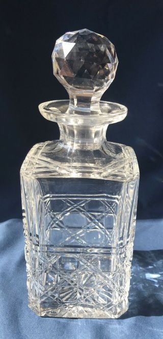 Vintage Edinburgh Cut Glass Crystal Liquor Decanter Square Signed Numbered