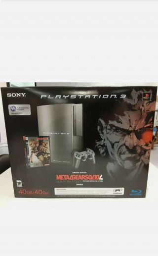 Rare Playstation 3 Metal Gear Solid 4 Console 40gb 1 Control,  2 Control Charger