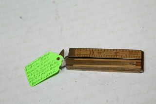 Antique H.  Chapin Stephens Rule Co.  No.  32 1/2 - 12” Wood Brass Rule Folding 3”