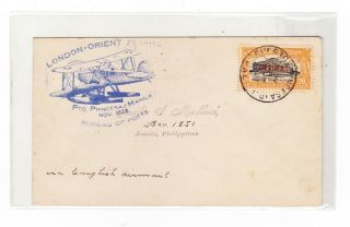 1928 Us - Philippines Flight Cover With Official Stamp - Rare