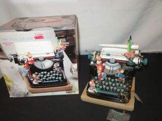 Enesco “take This Job & Love It " Animated Typewriter Music Box Rare Vintage