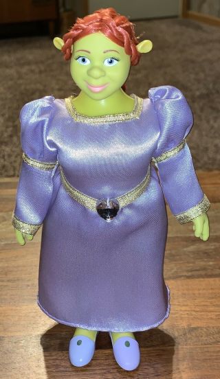 Rare Shrek Fiona Ogre Figure Doll 8” Tall Purple Dress Dreamworks