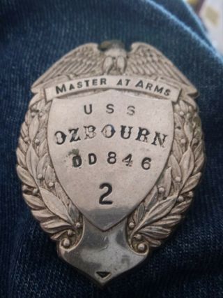 Us Navy Master At Arms Military Police Uss Ozbourn Badge Rare 30s 40s 100 Real