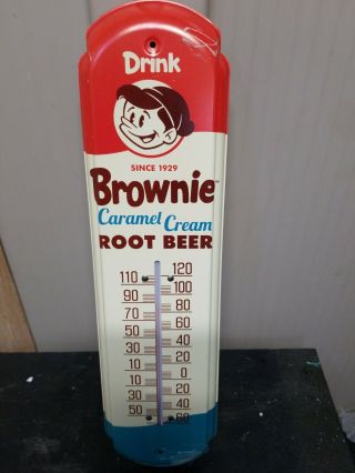Vintage Brownie Root Beer Thermometer Rare Old Advertising Sign 1920 
