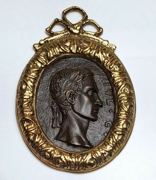 Antique 18th/19th C.  Miniature Cast Bronze Portriat Relief Plaque Medallion