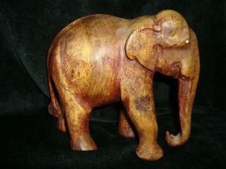 Large Vintage Indian Carved Wooden Elephant