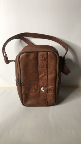 Rare Vintage Kodak Brown Leather Camera Bag Photography Case Made In The Usa