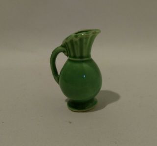 Vtg Mcm Shawnee Mccoy Pottery Tiny Small Miniature Green Vase Pitcher
