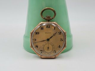 Running Antique Waltham Pocketwatch 12 Size 7 Jewels Octagon Vintage 1919