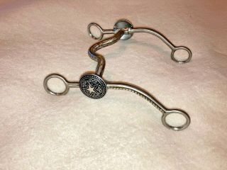 Star Concho Western Horse Show Curb Bit W/antique Silver Finish And Swivel Shank