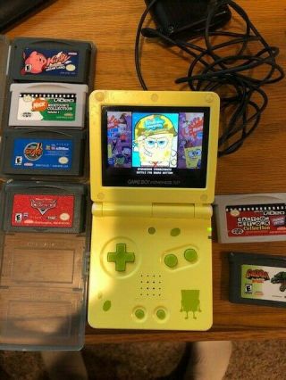Rare Nintendo Game Boy Advance Sp - Spongebob Edition With 7 Games
