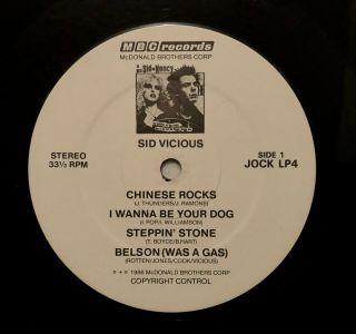 Sid Vicious - The Real Sid And Nancy LP - MBC UK VG,  1986 Jock LP - 4 RARE 3