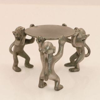 Collectible Handmade Carving Statue Monkey Candlestick Copper Deco Art 3