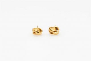 Antique 1950s 14k Yellow Gold Love Knot Stud Earrings