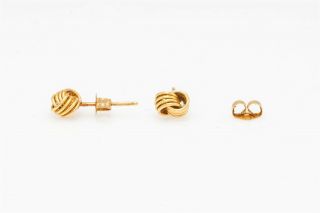 Antique 1950s 14k Yellow Gold LOVE KNOT Stud Earrings 3
