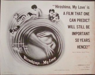 Hiroshima Mon Amour Half Sheet Movie Poster 22x28 Alain Resnais 1960 Very Rare