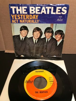 The Beatles Yesterday 45 7 " Us Capitol Vinyl W/ps Picture Sleeve Rare