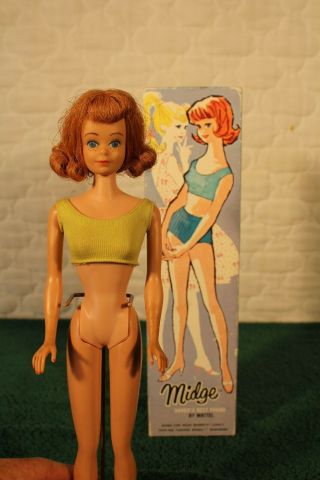 Vintage Mattel Midge Doll with Box and Stand 2