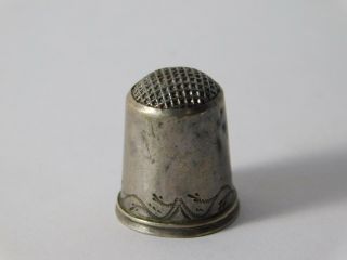 Antique 1800 ' s Victorian Sterling Silver Ornate Etched Hallmarked Thimble 2