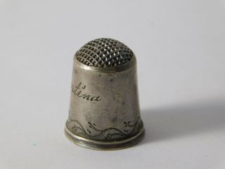 Antique 1800 ' s Victorian Sterling Silver Ornate Etched Hallmarked Thimble 3