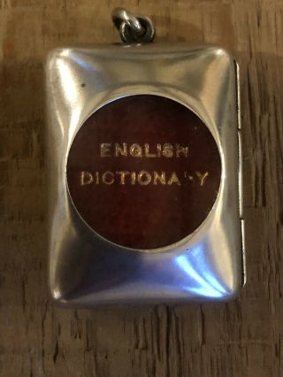 Rare Antique Miniature Dictionary In Sterling Silver American - World’s Smallest