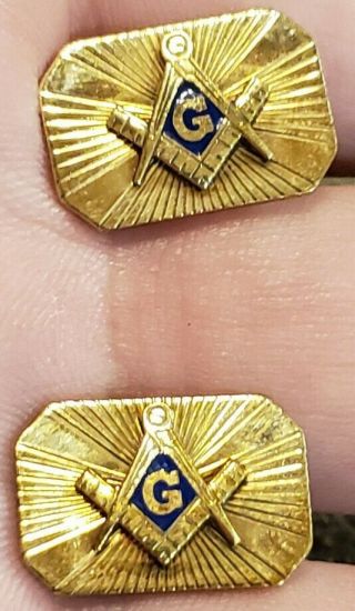 Rare Vintage 12 Kt Gold Filled Masonic Freemason Anson Well Made Cufflinks Look