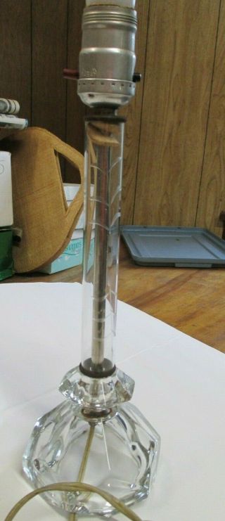 Etched Glass Stem Candlestick 1940 