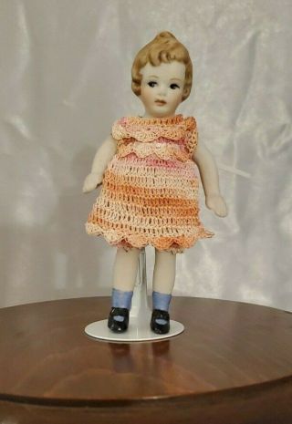 Vintage/antique All Bisque Strung Doll Japan Miniature Dollhouse Girl Doll
