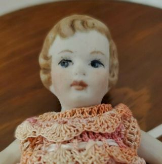 Vintage/Antique All Bisque Strung Doll Japan Miniature Dollhouse Girl Doll 2