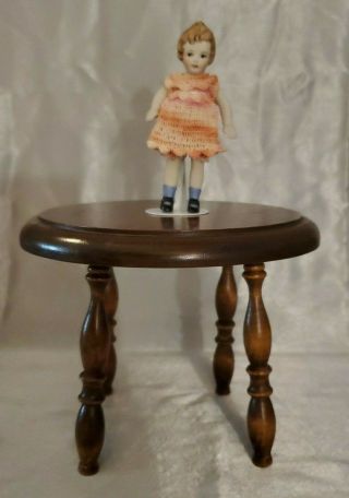 Vintage/Antique All Bisque Strung Doll Japan Miniature Dollhouse Girl Doll 3