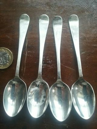 Four Antique English Solid Silver Spoons,  Hallmarked Sheffield 1919,  Not Scrap.