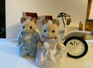 Calico Critters Sylvanian Families White Vintage Wedding Car,  Cat Bride/groom