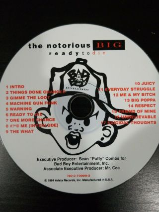Very Rare 1994 Og Press The Notorious Big Ready To Die Classic Cd Disc Only Fair