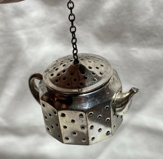 Vintage Sterling Silver Tea Pot Tea Strainer Caddy