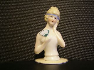 Vintage Porcelain Pincushion Half - Doll 3 " Tall